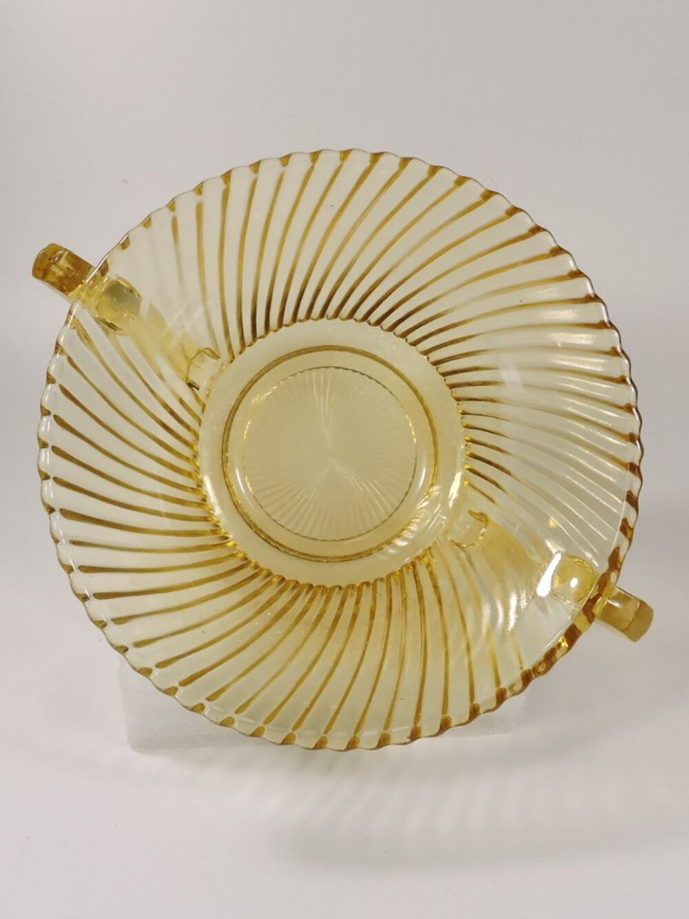 Vintage Federal Glass Diana Amber Swirl 2 Handle Soup Bowl
